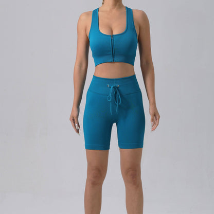 Running Training Padded Bra & Yoga Outfit Set – Quick-Dry Ribbed Activewear for Women