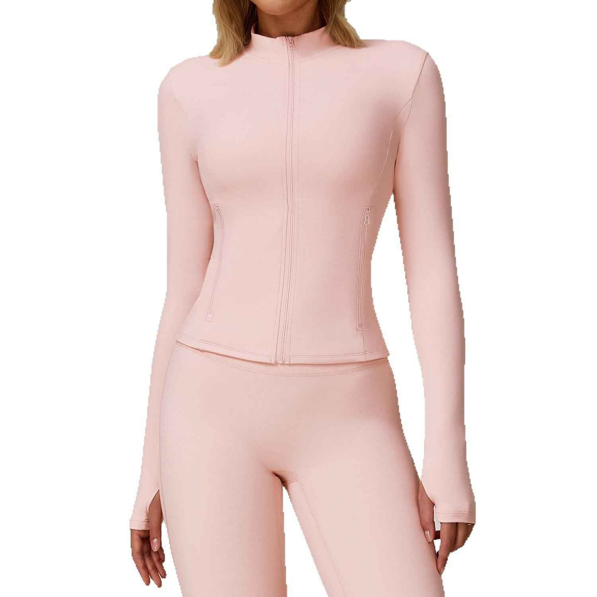 Women’s Long-Sleeve Zip-Up Yoga Jacket – Quick-Dry Sports & Workout Top