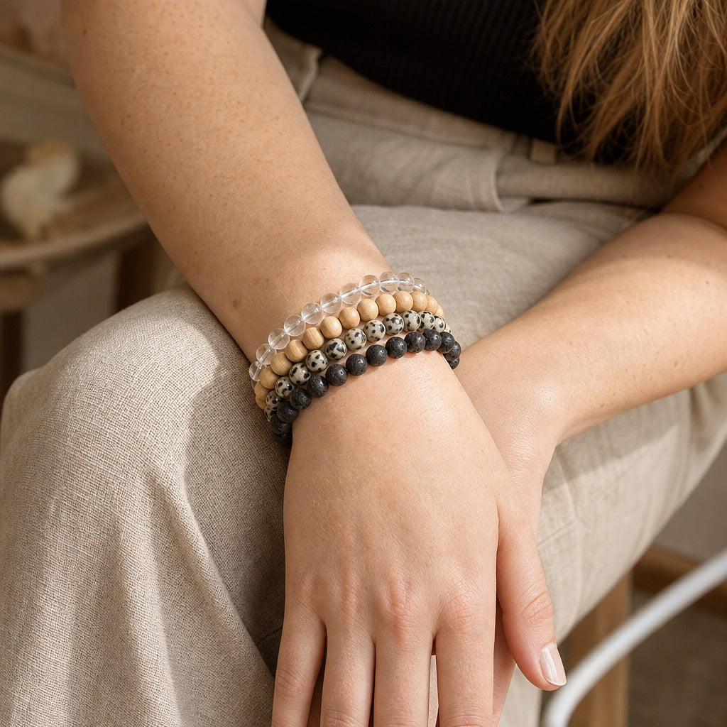 Dalmatian Jasper Round Bracelet - 8mm