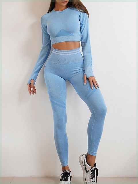 Women’s Seamless Sports Set – Workout Outfit with Booty Yoga Pants