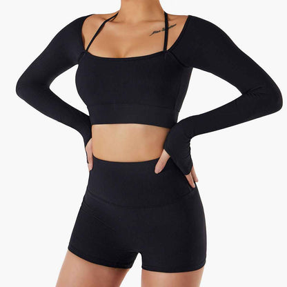 Women’s Quick-Dry Long-Sleeve Sports Top with Chest Pad – Slim-Fit Yoga & Workout Wear
