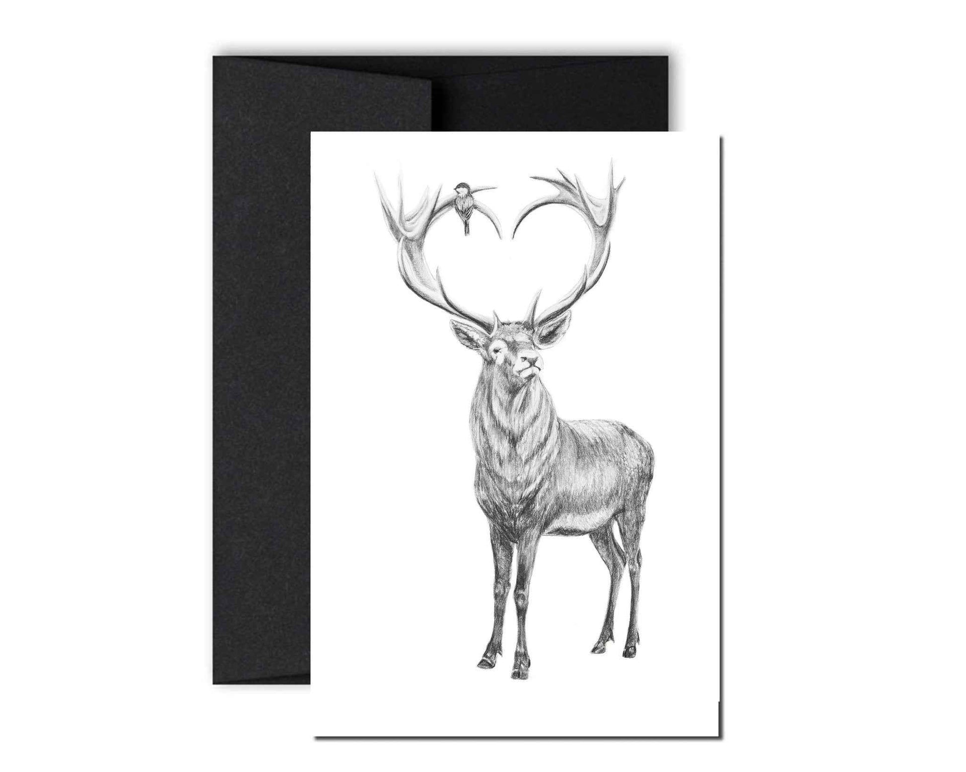 Deer with heart shaped antlers greeting card