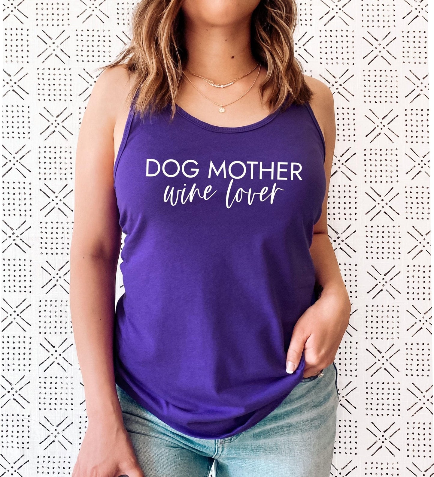 Dog Mother Wine Lover Racerback Tank Top