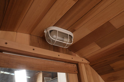 Blisspod | Prague | Canadian Red Cedar Outdoor Steam Barell Sauna, 2-4 / 4-6 persons with Full Glass Back & 2 front Porch seats