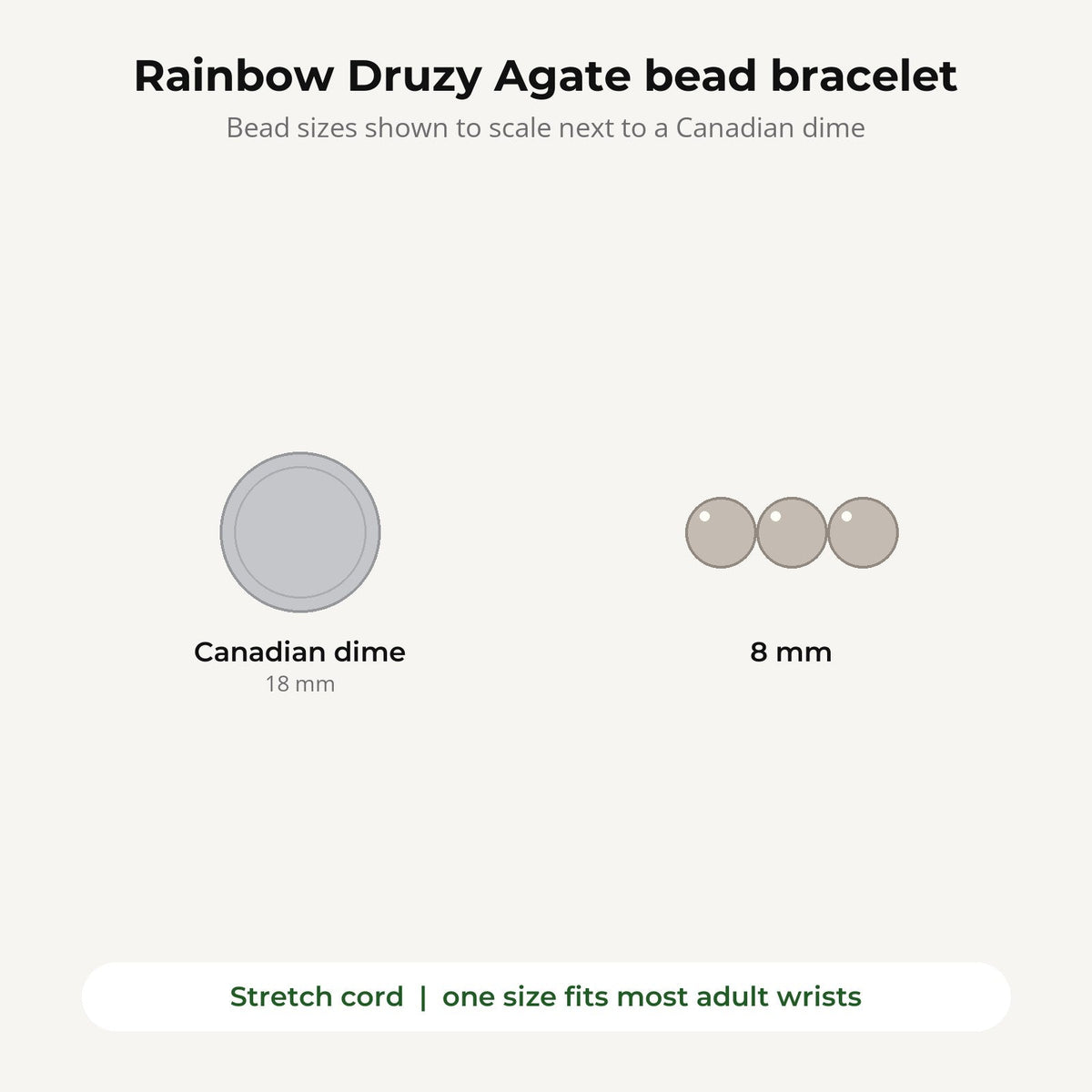Agate Druzy Electroplated Rainbow Round Bracelet - 8mm (Enhanced)