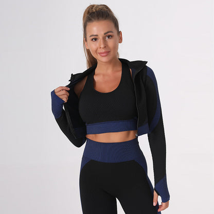 Women’s Three-Piece Yoga Workout Set – Tight-Fit Quick-Dry Exercise Activewear