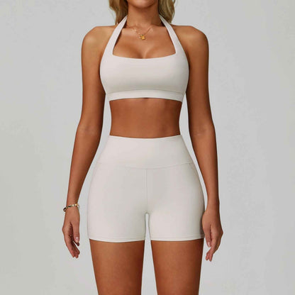 Women’s Backless Halter Yoga Workout Set – Tight-Fit Quick-Dry Activewear