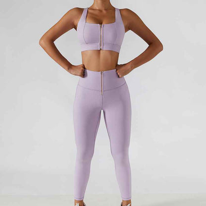 Women’s Ribbed One-Shoulder Yoga Set – Backless Sports Bra & Yoga Pants