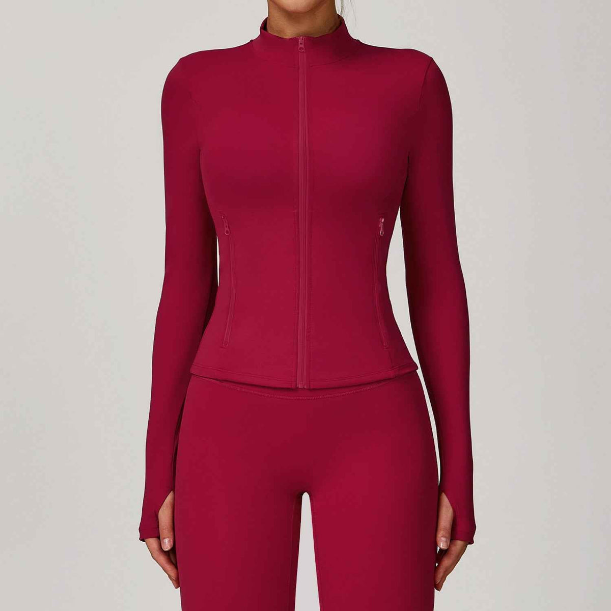Women’s Long-Sleeve Zip-Up Yoga Jacket – Quick-Dry Sports & Workout Top