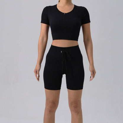 Running Training Padded Bra & Yoga Outfit Set – Quick-Dry Ribbed Activewear for Women