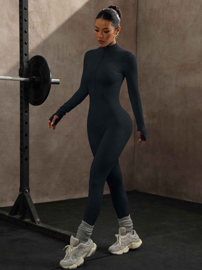 Women’s Long-Sleeve Seamless Yoga Bodysuit – Tight-Fit One-Piece Workout Suit