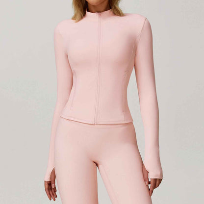 Women’s Long-Sleeve Zip-Up Yoga Jacket – Quick-Dry Sports & Workout Top