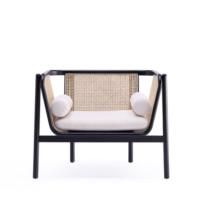 Tulum Natural Cane Accent Chair - Black/Cream