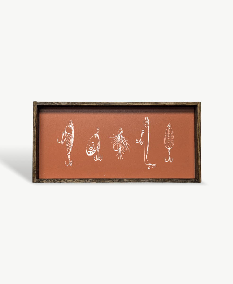 Fishing Lures Wood Sign - Vintage Cottage Wall Art