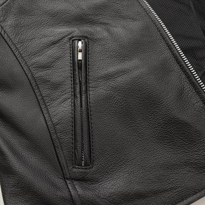 Women’s Motorcycle Leather Jacket. Lightweight Cowhide with Armor Pockets