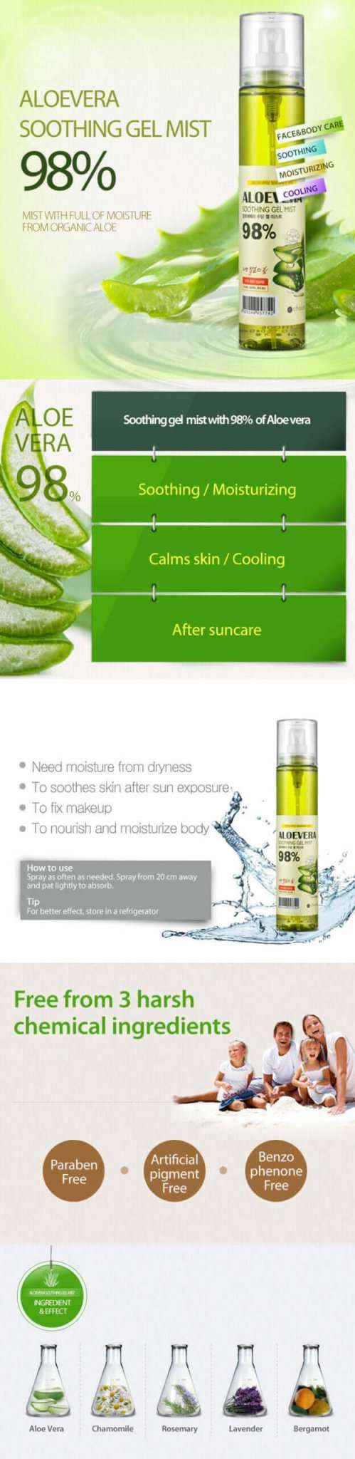 From Nature Aloevera 98% Soothing Gel Mist 120ml