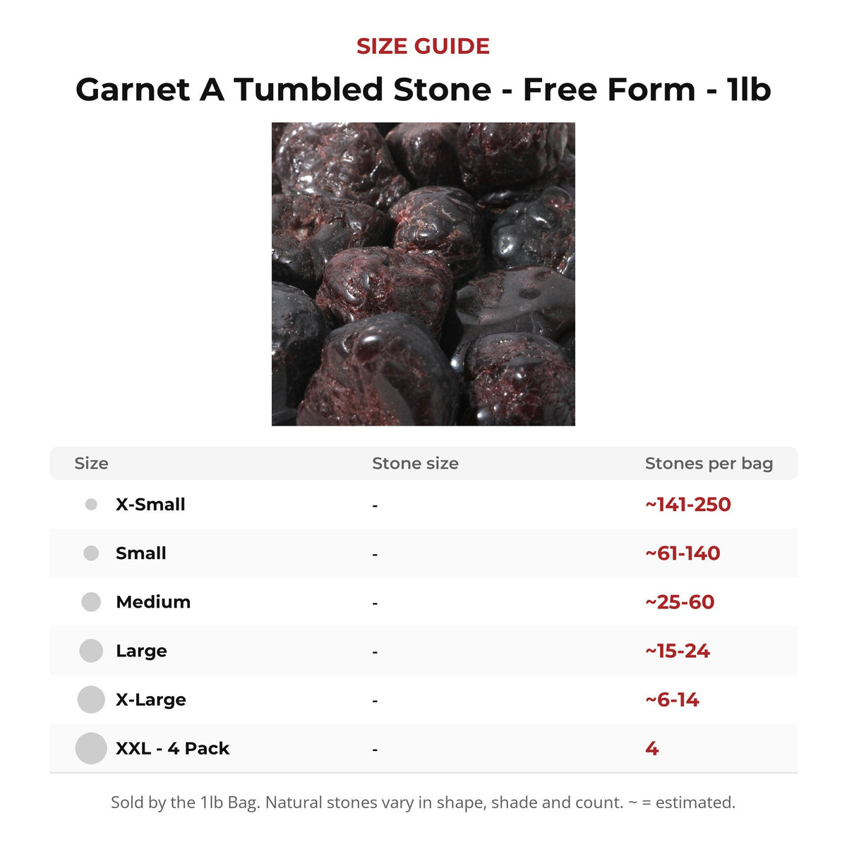 Garnet A Tumbled Stone - Free Form - 1lb