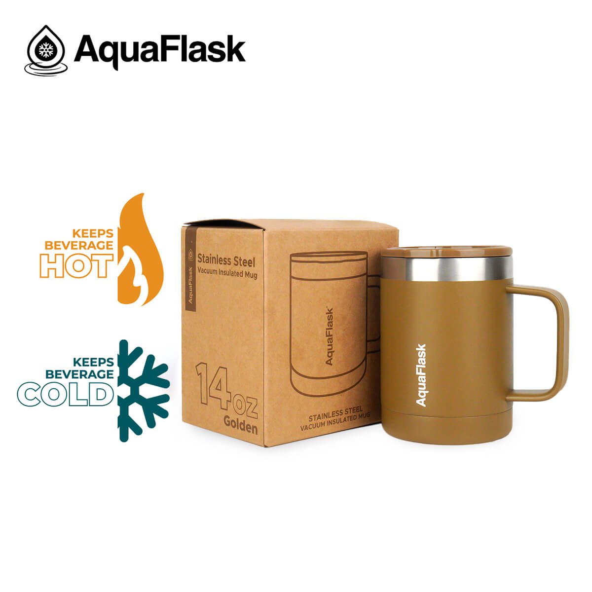 Aquaflask Thermobecher isoliert mit Deckel und Henkel 415ml (14 oz)