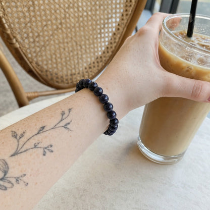 Goldstone Blue Round Bracelet (Synthetic)