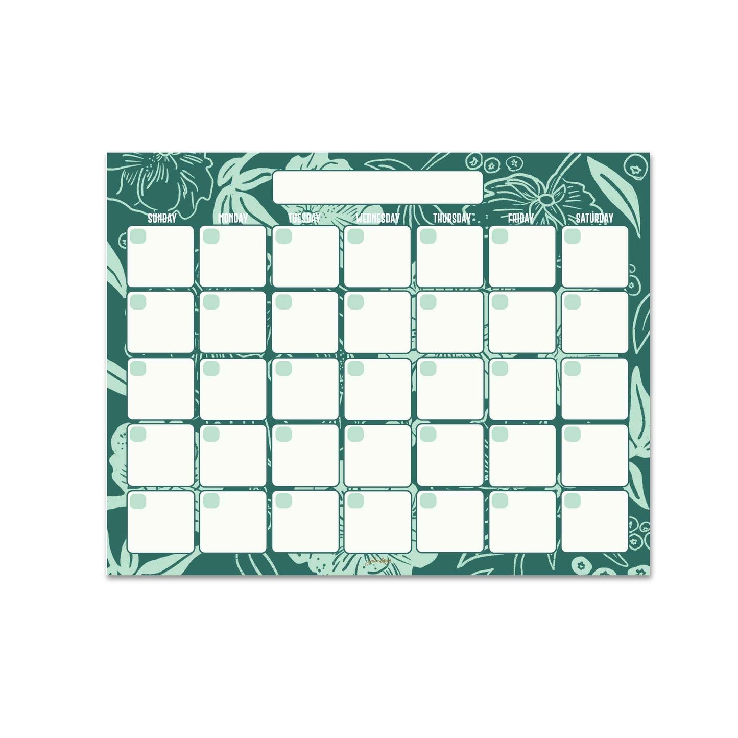 Green Florals Monthly Planner - 15 Pages
