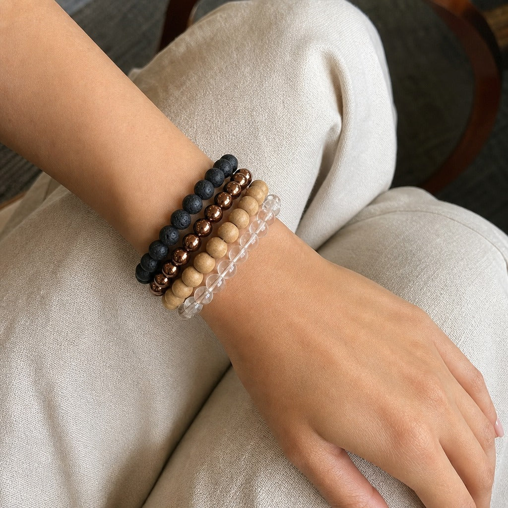 Hematite Round Copper Bracelet - 8mm