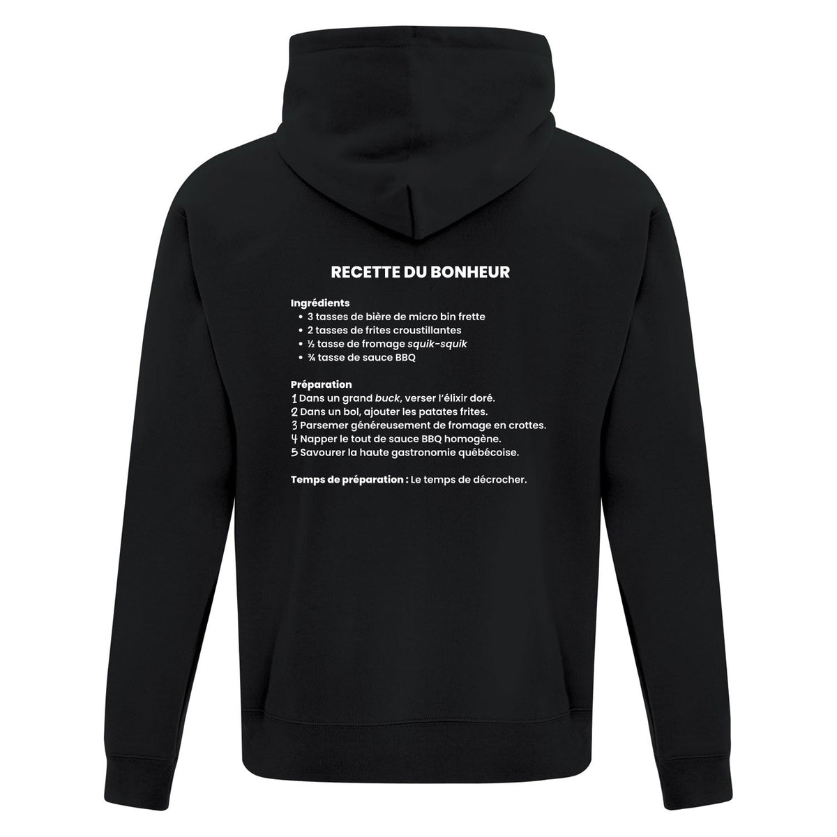 Hoodie "Recette du bonheur" imprimé