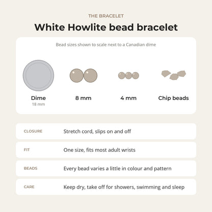 Howlite White Bead Bracelet