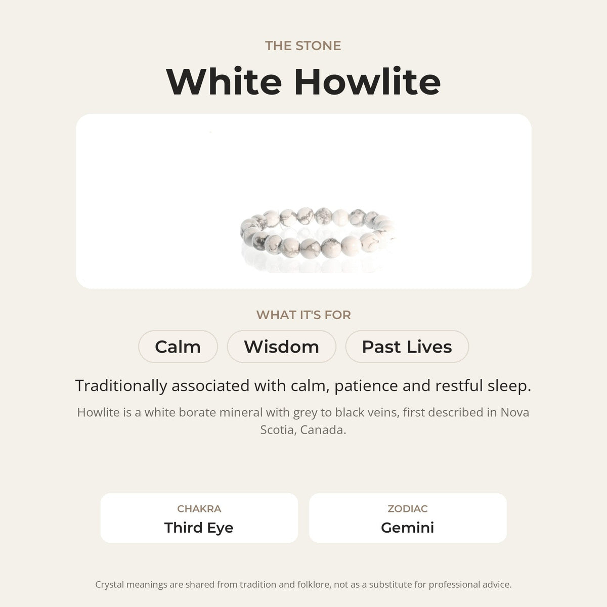 Howlite White Bead Bracelet