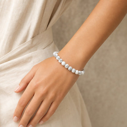 Howlite White Bead Bracelet