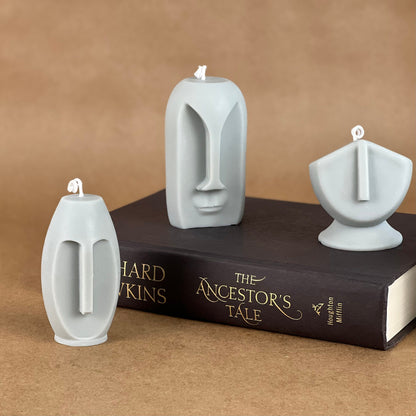 Kerzen-Set „Statuengesicht“ aus Sojawachs | Skulpturale Wohndekoration