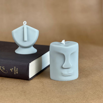 Kerzen-Set „Statuengesicht“ aus Sojawachs | Skulpturale Wohndekoration