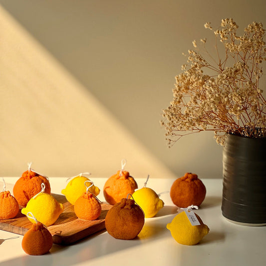 Orange Shaped Candle Set: Soy Wax Vegan Minimalist Decor