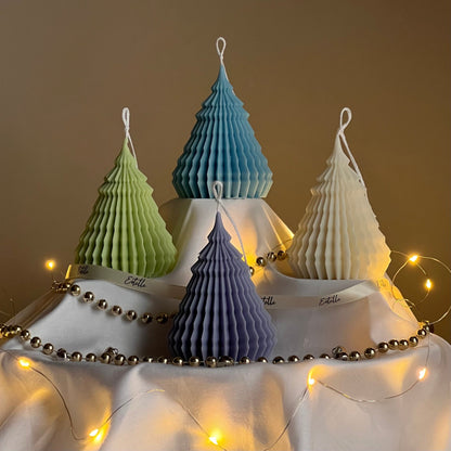 Origami Weihnachtsbaum Sojawachs Kerze: Handgegossene Festtagsdekoration
