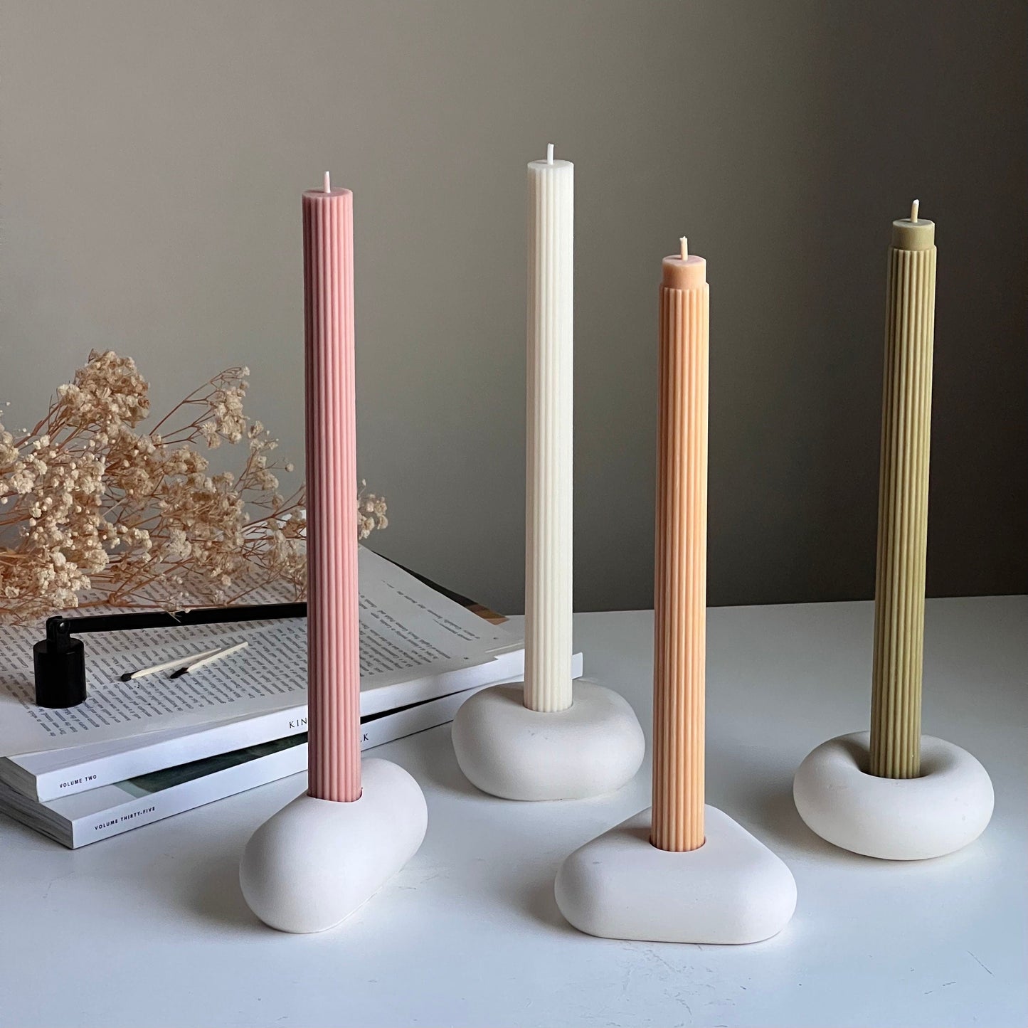 Geometrischer Kerzenhalter aus Jesmonit: Minimalistische Tischdeko