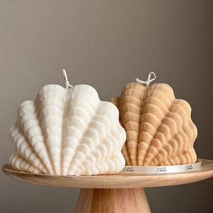 Riesige Muschelkerze: Dekorative vegane Sojawachskerze