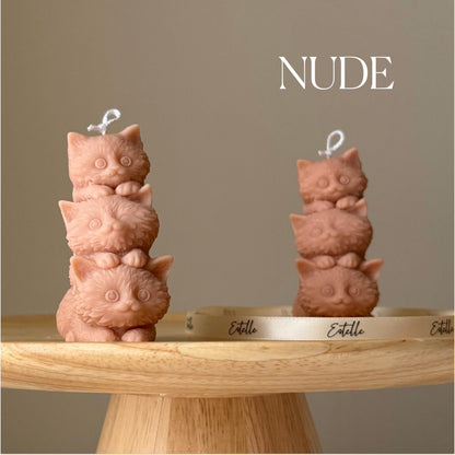 Skulpturale Mini-Kätzchen-Kerze: Handgemachte Sojawachs-Wohndekoration