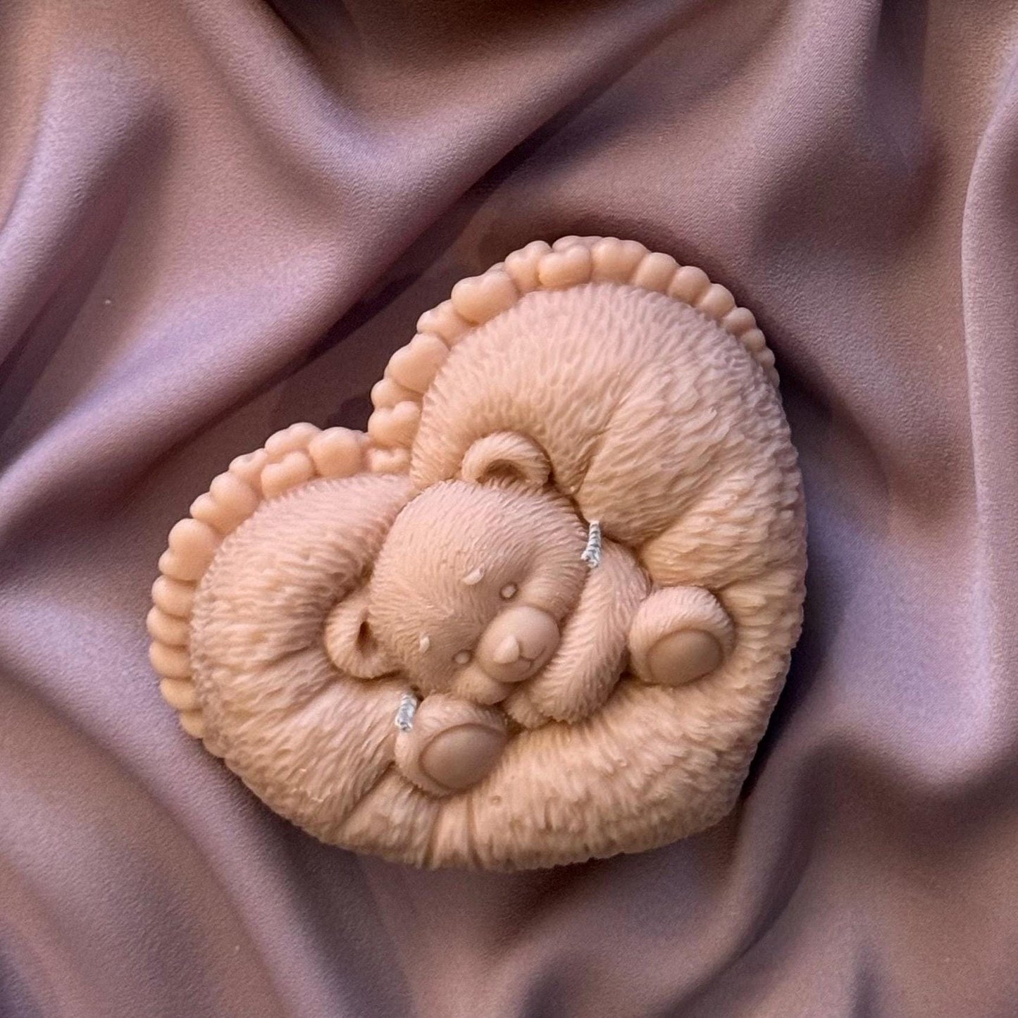 Teddybär Sojakerze | Herzförmige, handgemachte Wohndekoration