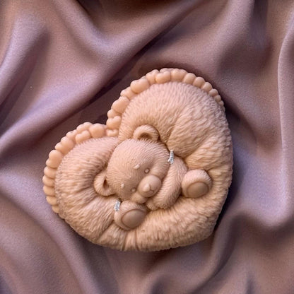 Teddybär Sojakerze | Herzförmige, handgemachte Wohndekoration
