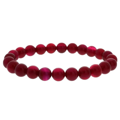 Agate Cherry Red Round Bracelet - 8mm (Enhanced)