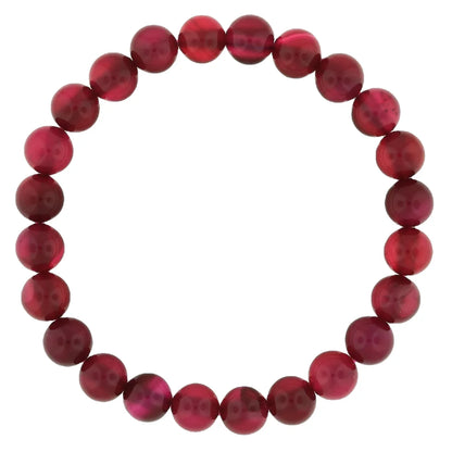 Agate Cherry Red Round Bracelet - 8mm (Enhanced)