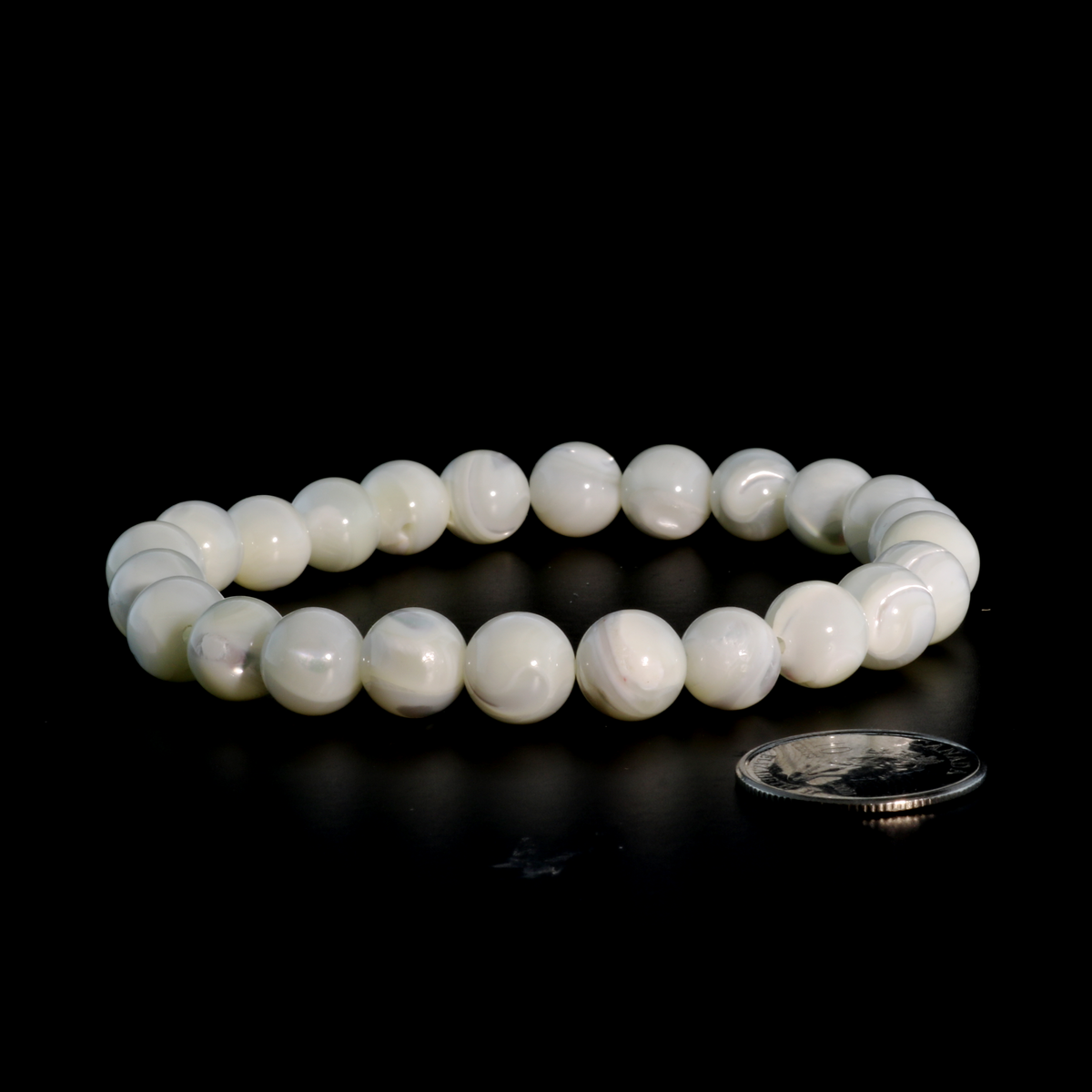 Shell White Round Bracelet - 8mm
