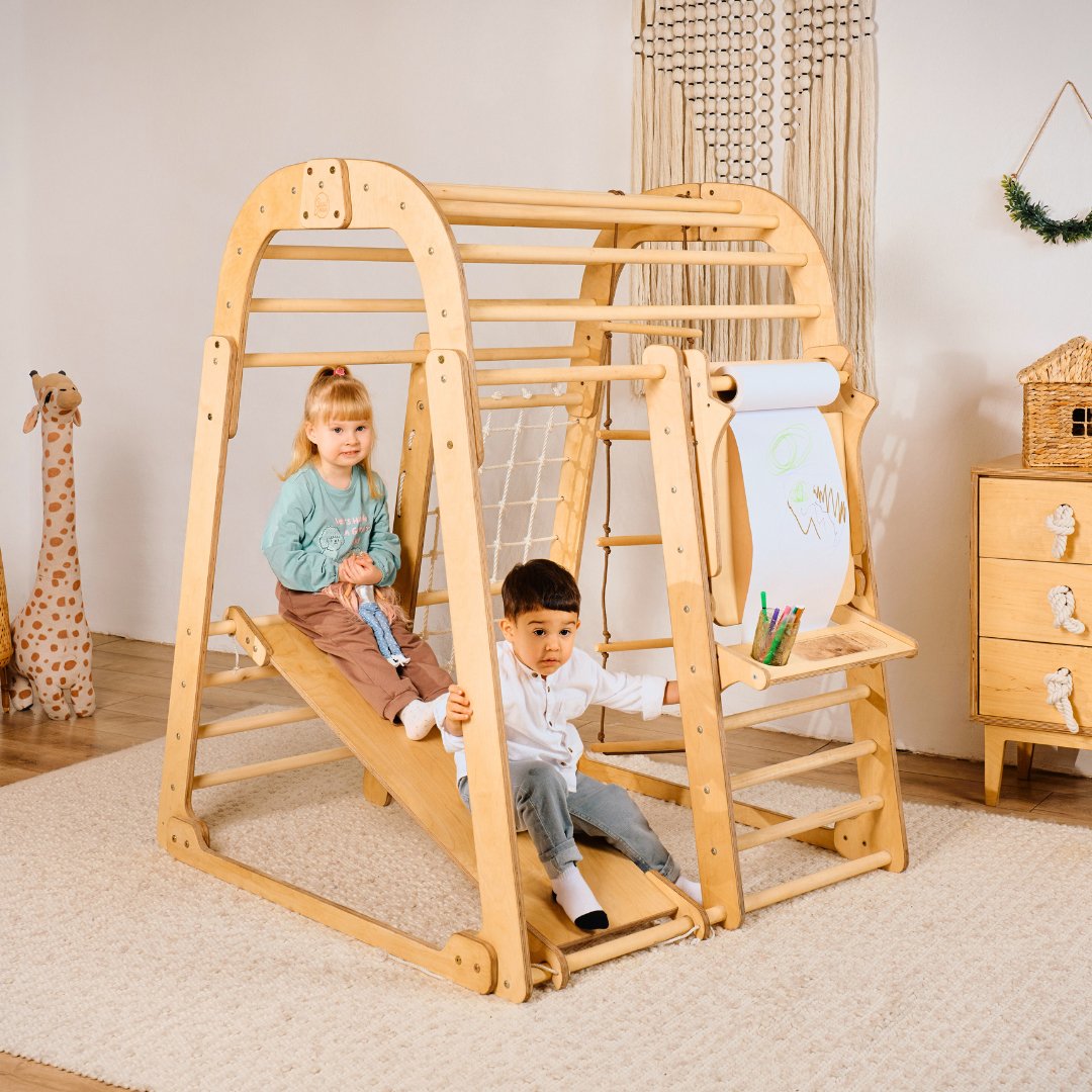 Indoor Playground for Toddlers - 7in1 Playground + Swings Set + Slide Board + Art Set