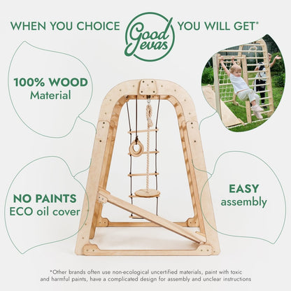 Indoor Wooden Playground for Children - 6in1 Playground + Swings Set + Slide Board