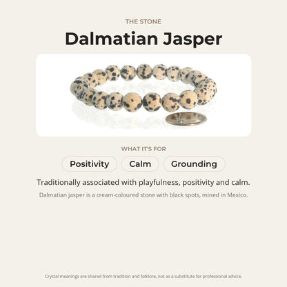 Dalmatian Jasper Matte Round Bracelet - 8mm