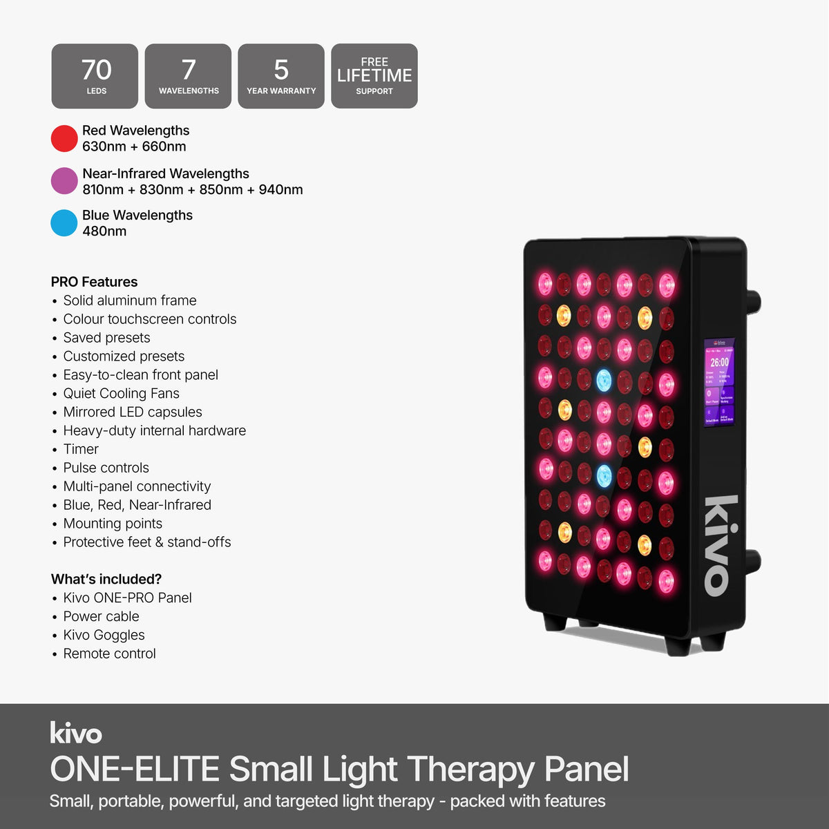 Kivo ONE Series - Small Red Light Therapy Panel