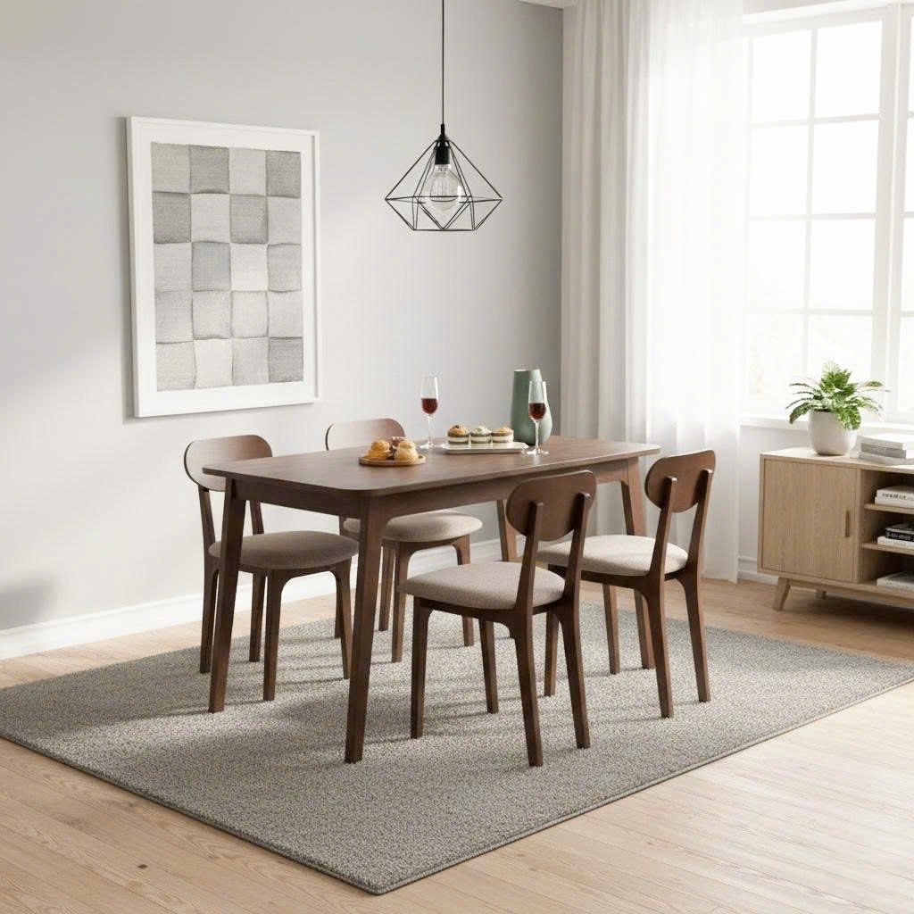 Koster Brown Wood 4-Seat Dining Set