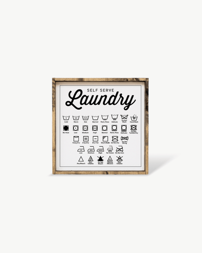 Laundry Symbols Wood Sign - AURABAGS SHOP