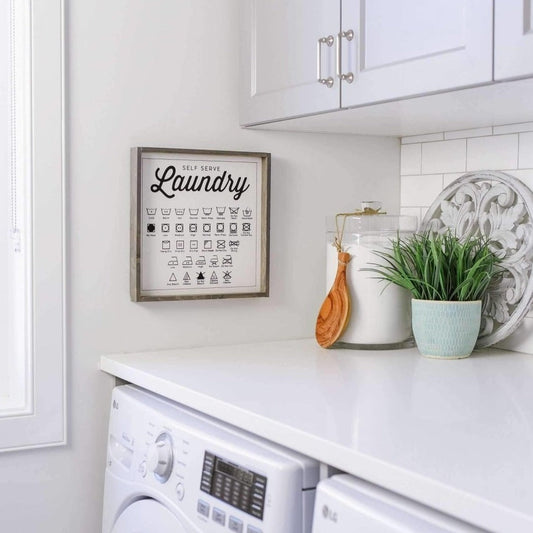 Laundry Symbols Wood Sign - AURABAGS SHOP