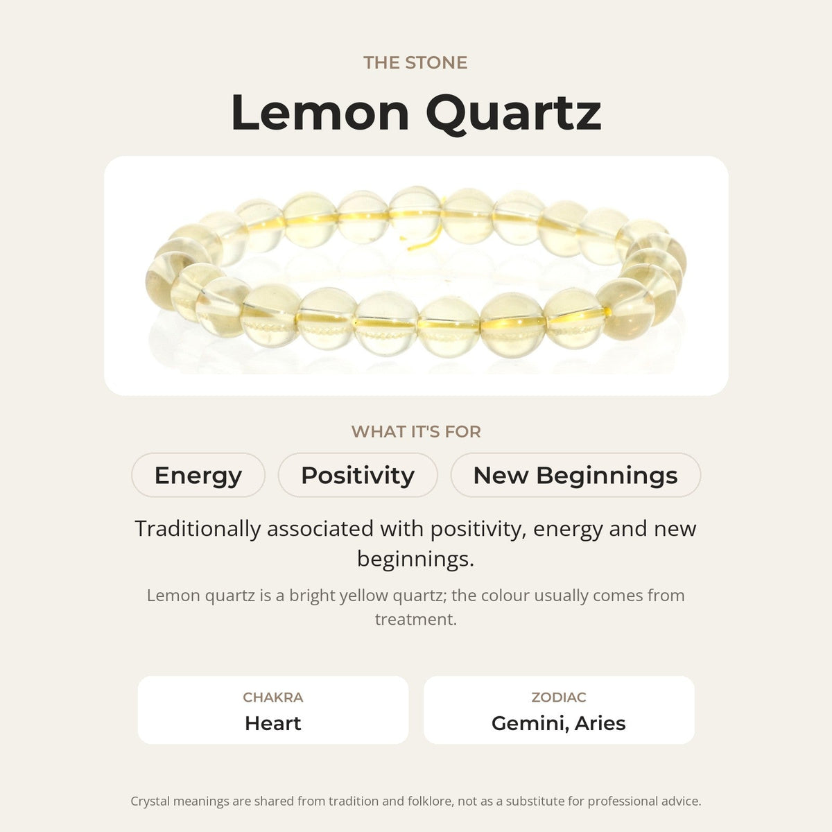 Lemon Quartz Round Bracelet - 8mm