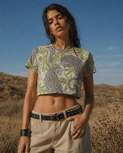 Leopard Cropped Ralgan T-Shirt
